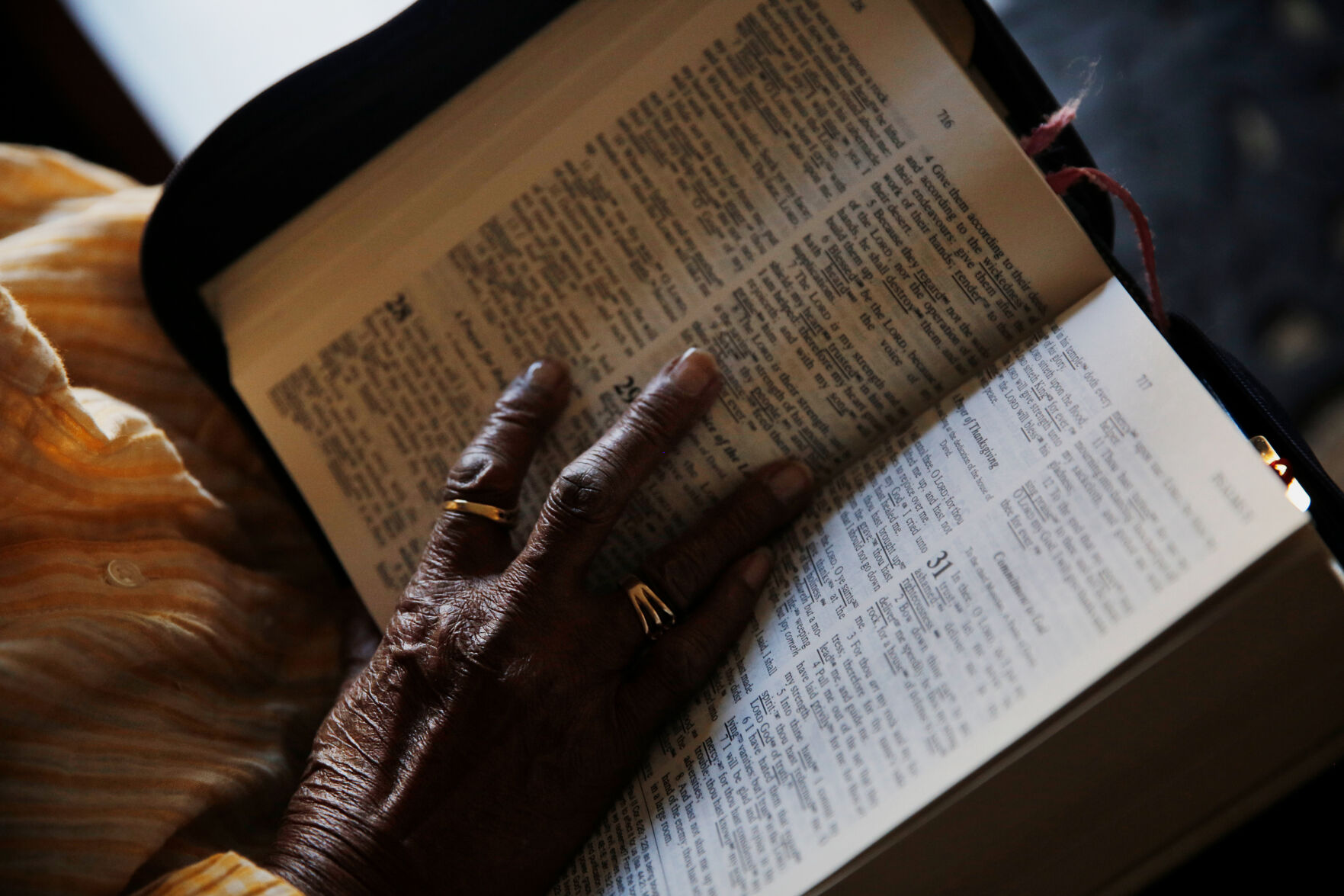 Gloria Coats turns to Psalms 100, one of her favorite passages, in her personal bible